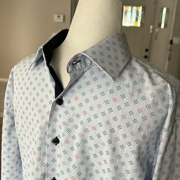 American Breed Men’s Button Down Shirt Geometric Print Long Sleeve - Picture 1 of 8